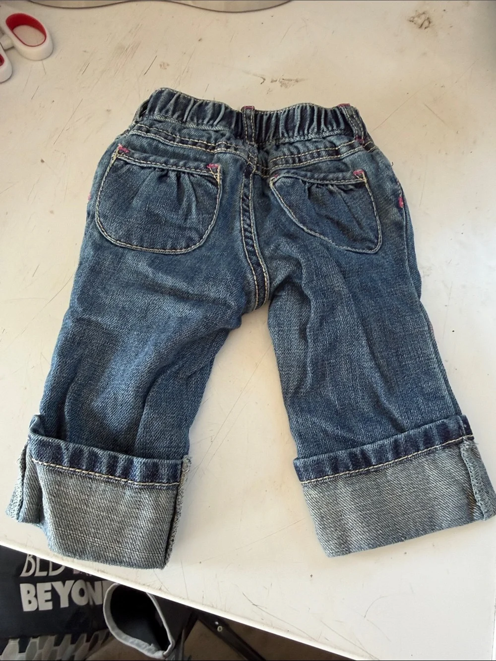 Gymboree Dark Denim Capri Jeans with Pink Bird & Floral Appliqués